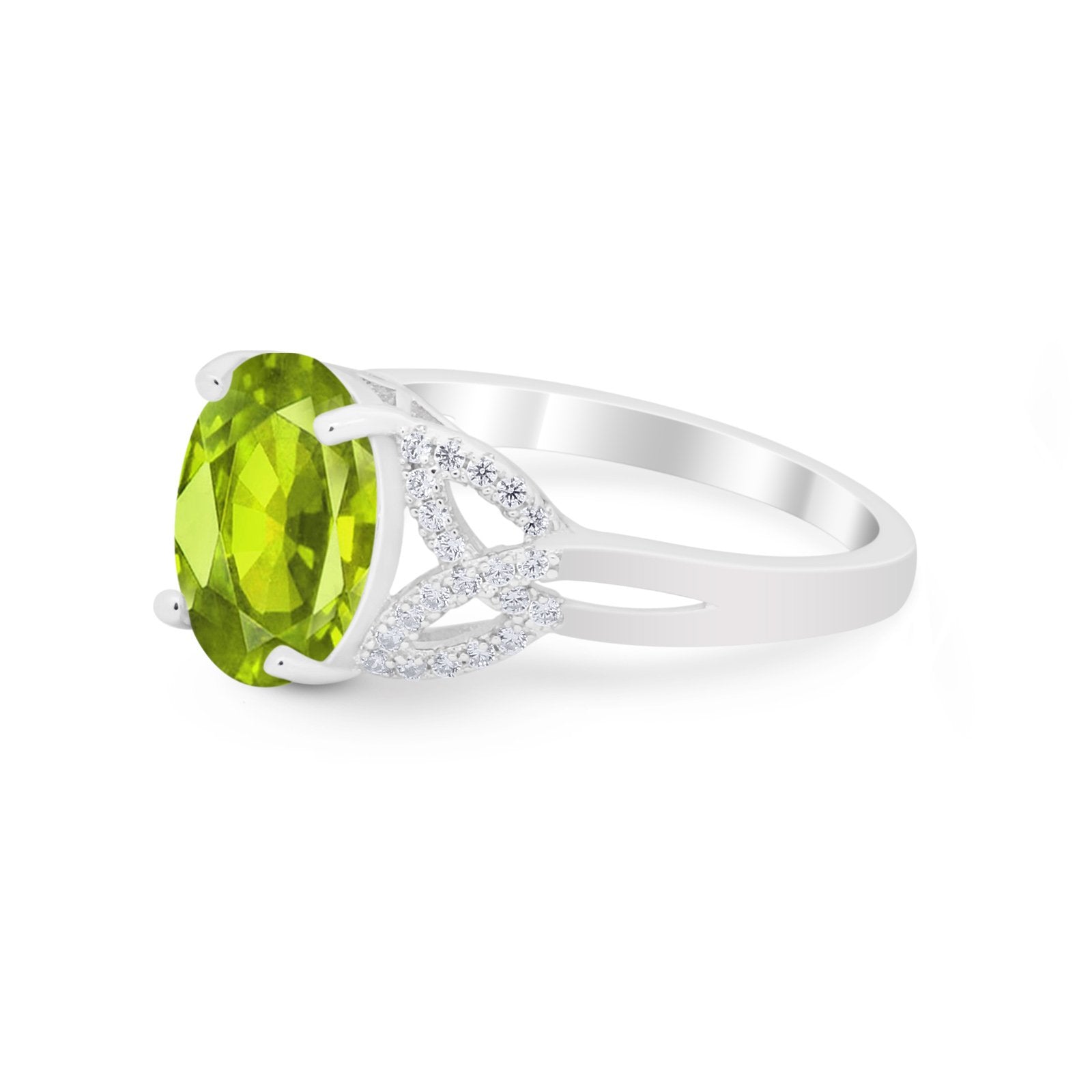 Celtic Oval Wedding Engagement Ring Round Cubic Zirconia 925 Sterling Silver