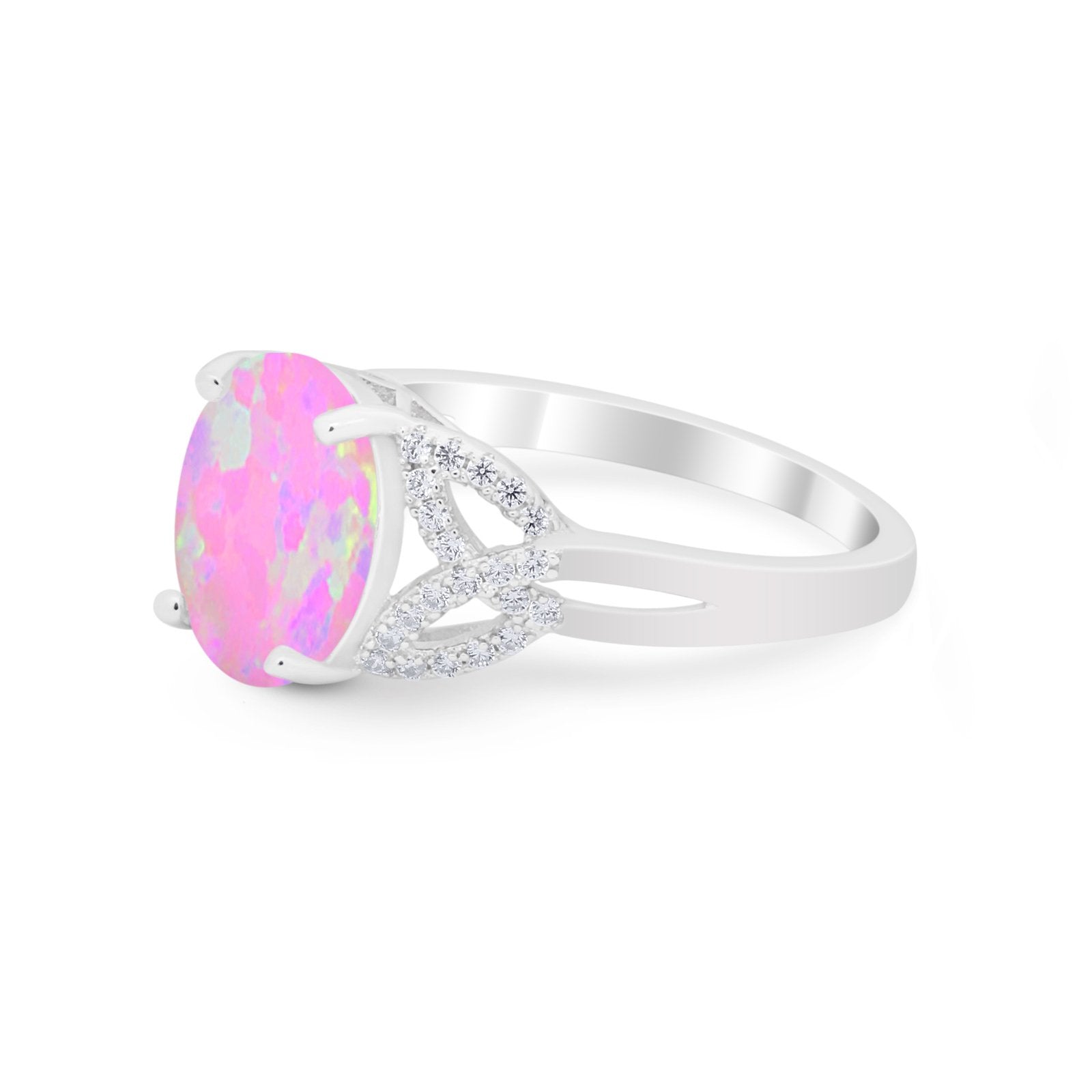 Celtic Oval Wedding Engagement Ring Round Cubic Zirconia 925 Sterling Silver