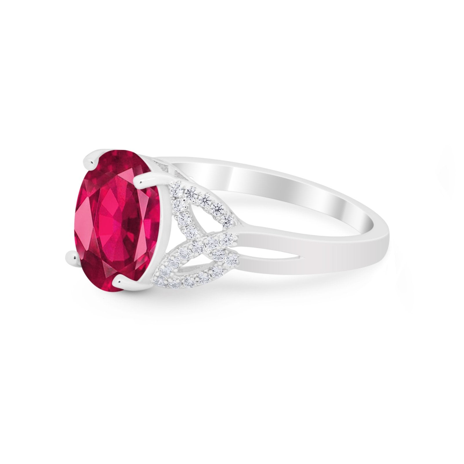 Celtic Oval Wedding Engagement Ring Round Cubic Zirconia 925 Sterling Silver