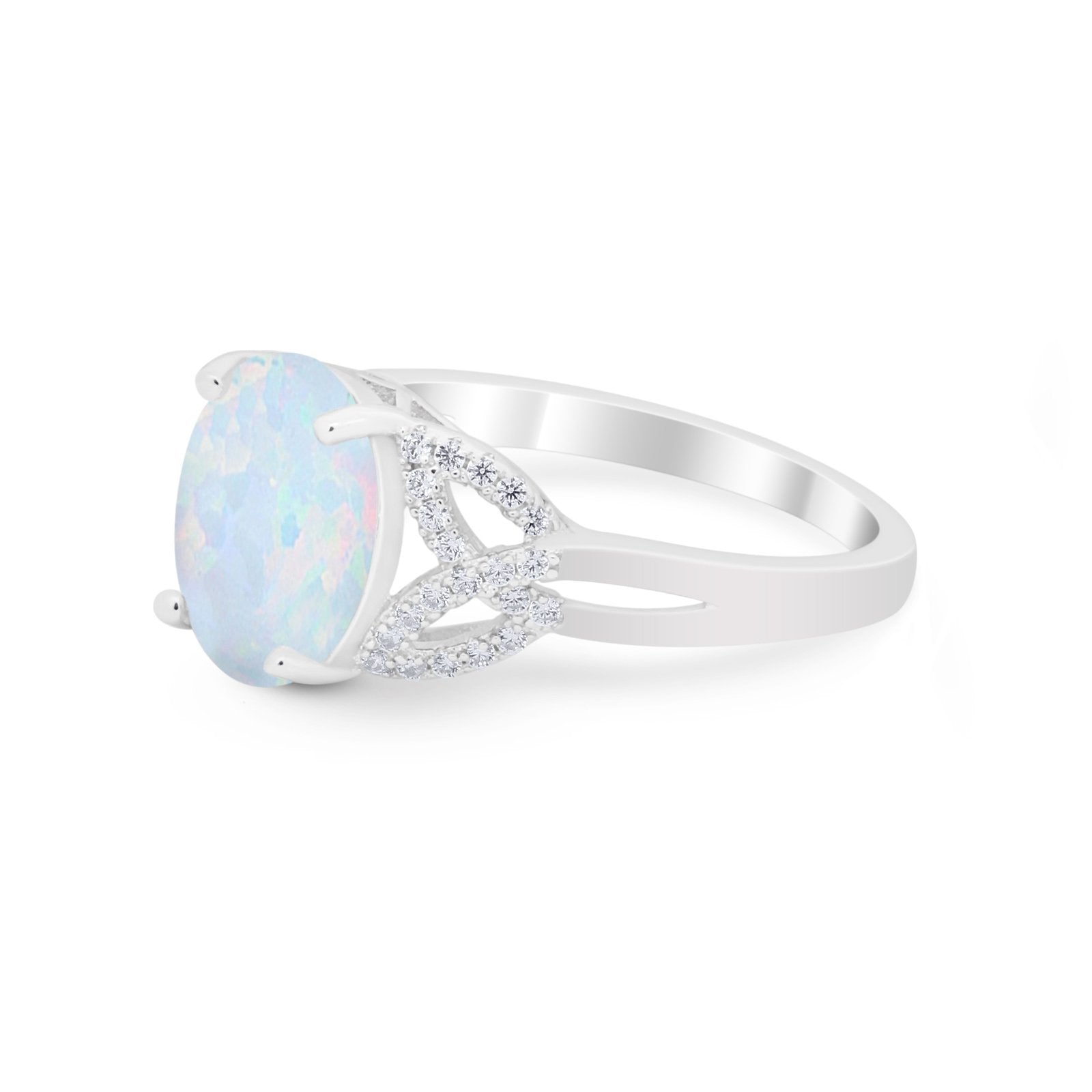 Celtic Oval Wedding Engagement Ring Round Cubic Zirconia 925 Sterling Silver