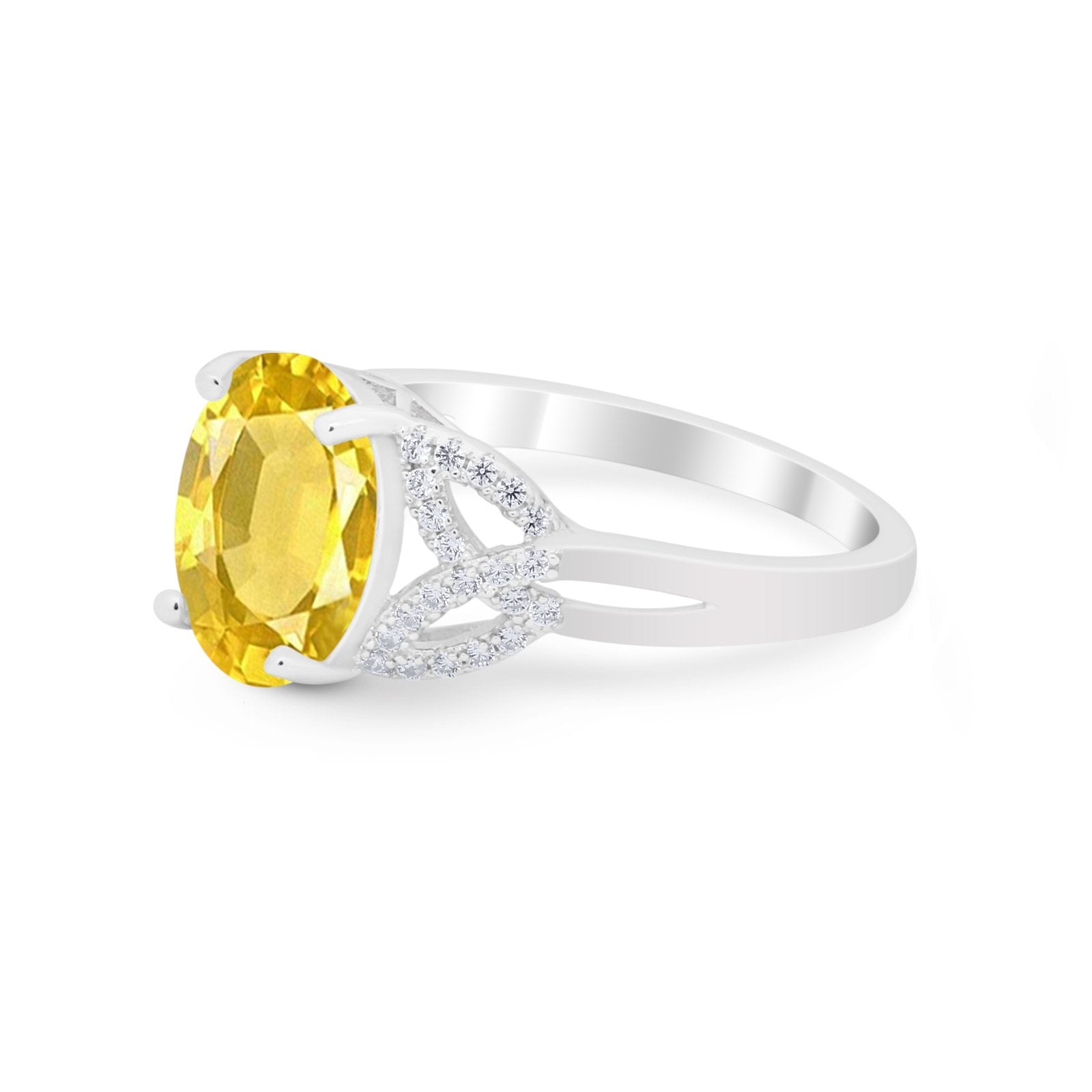 Celtic Oval Wedding Engagement Ring Round Cubic Zirconia 925 Sterling Silver