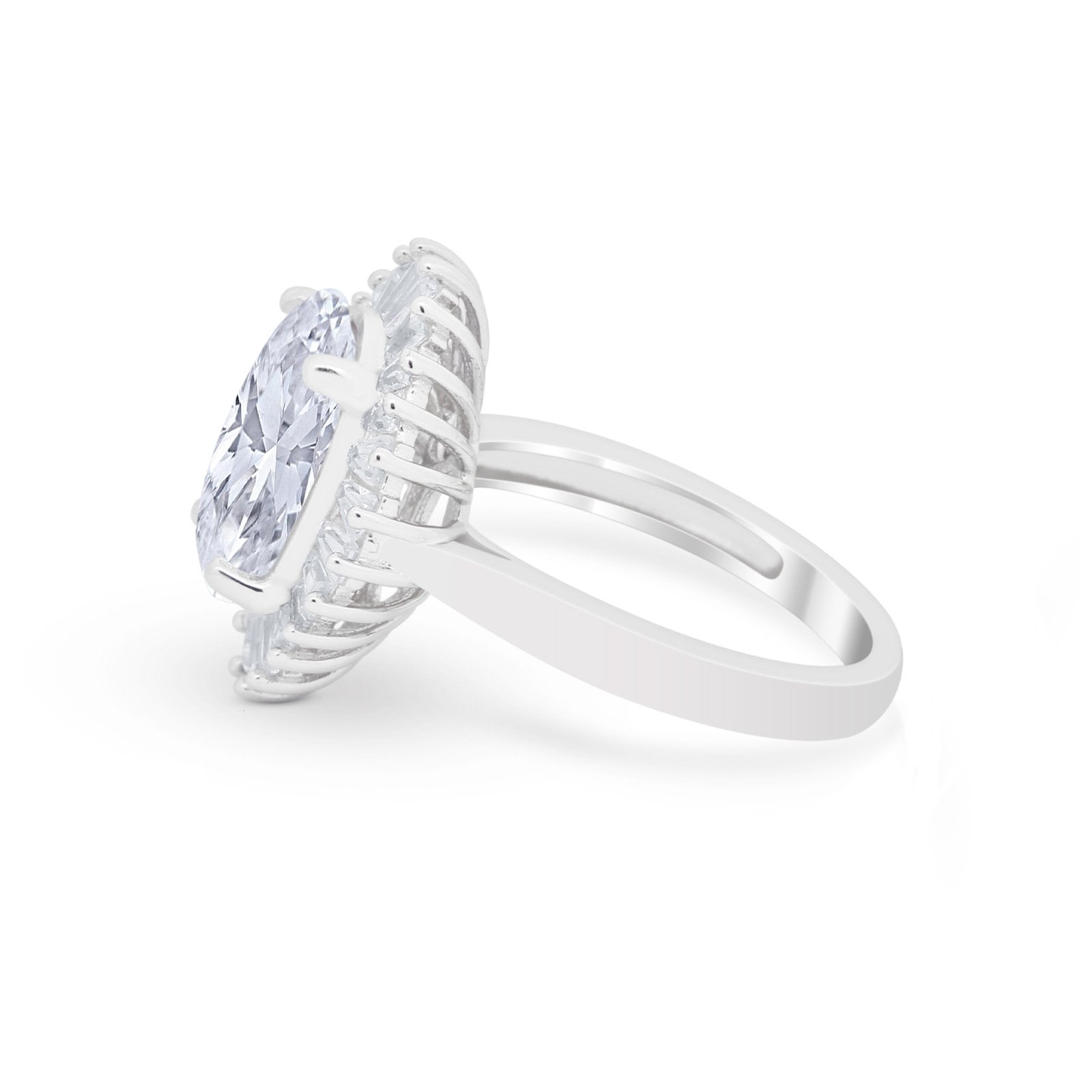 Oval Vintage Art Deco Wedding Ring Round Cubic Zirconia 925 Sterling Silver