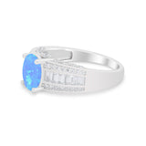 Vintage Oval Engagement Ring Round Simulated Cubic Zirconia 925 Sterling Silver