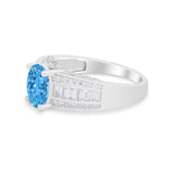 Vintage Oval Engagement Ring Round Simulated Cubic Zirconia 925 Sterling Silver