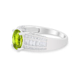 Vintage Oval Engagement Ring Round Simulated Cubic Zirconia 925 Sterling Silver