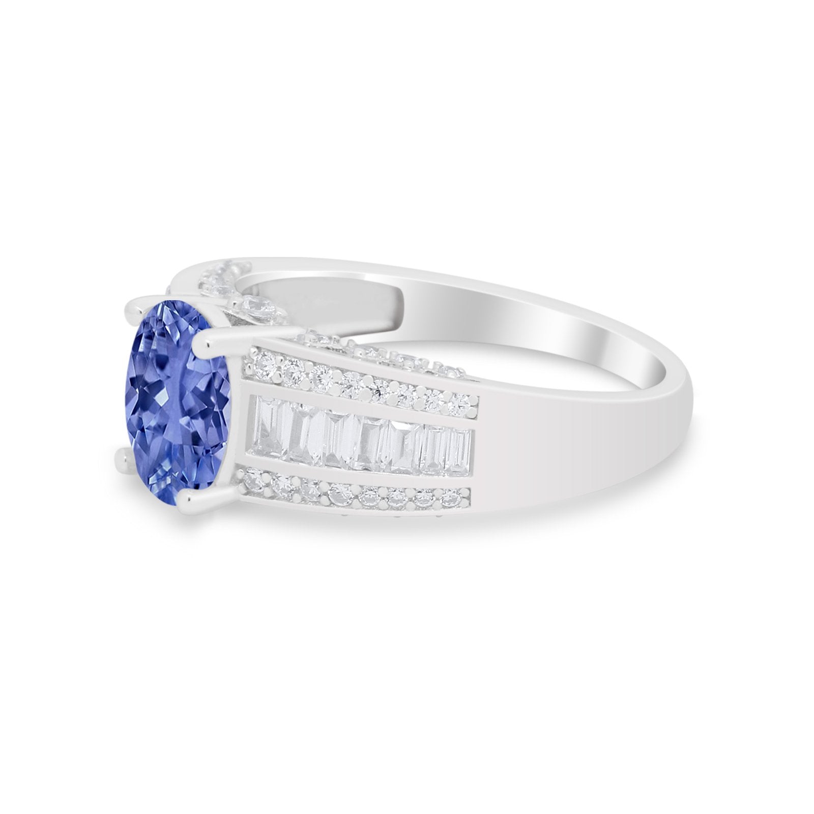 Vintage Oval Engagement Ring Round Simulated Cubic Zirconia 925 Sterling Silver