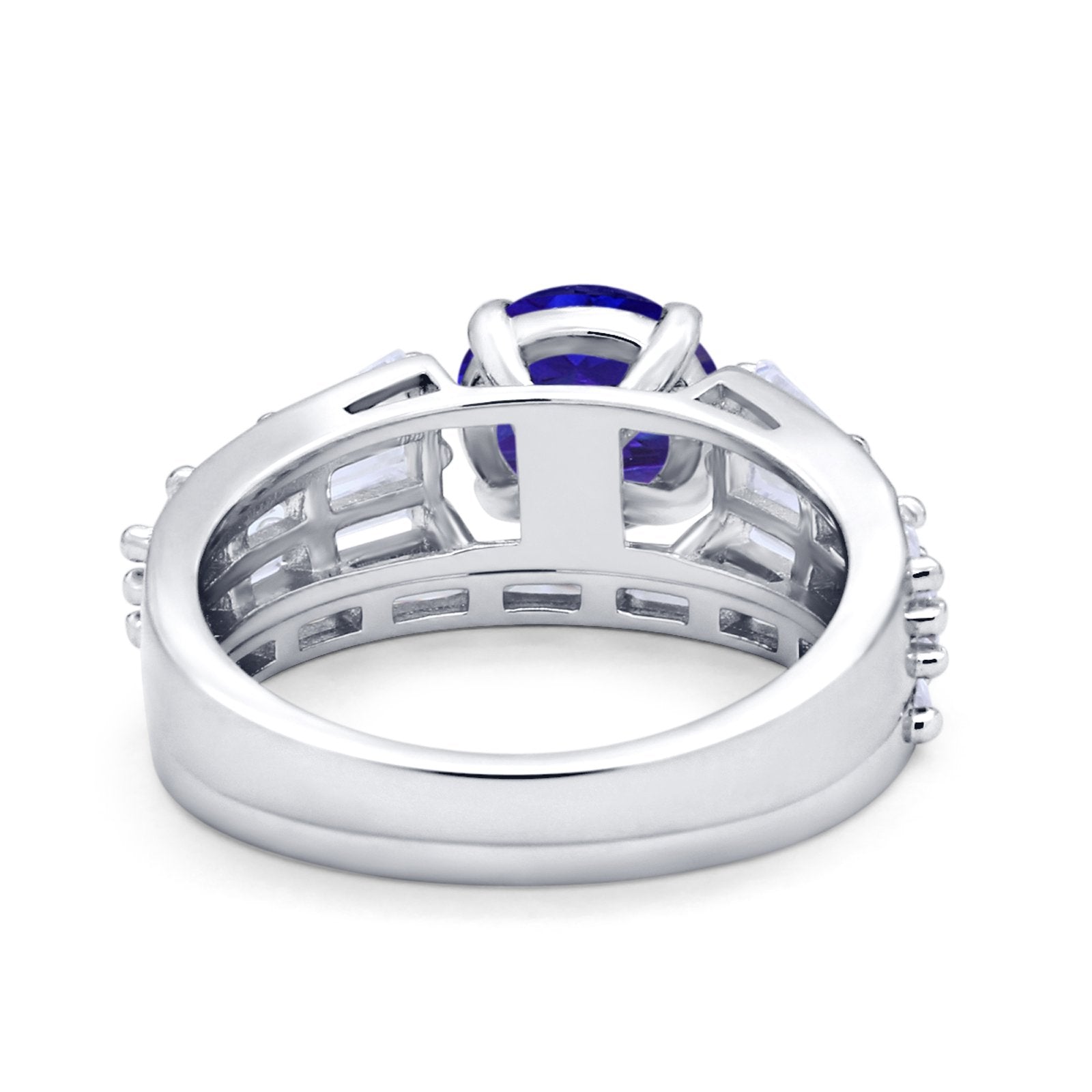 Two Piece Ring Band Bridal Round Simulated Cubic Zirconia 925 Sterling Silver