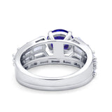 Two Piece Ring Band Bridal Round Simulated Cubic Zirconia 925 Sterling Silver