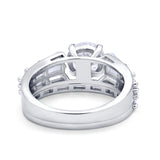 Two Piece Ring Band Bridal Round Simulated Cubic Zirconia 925 Sterling Silver