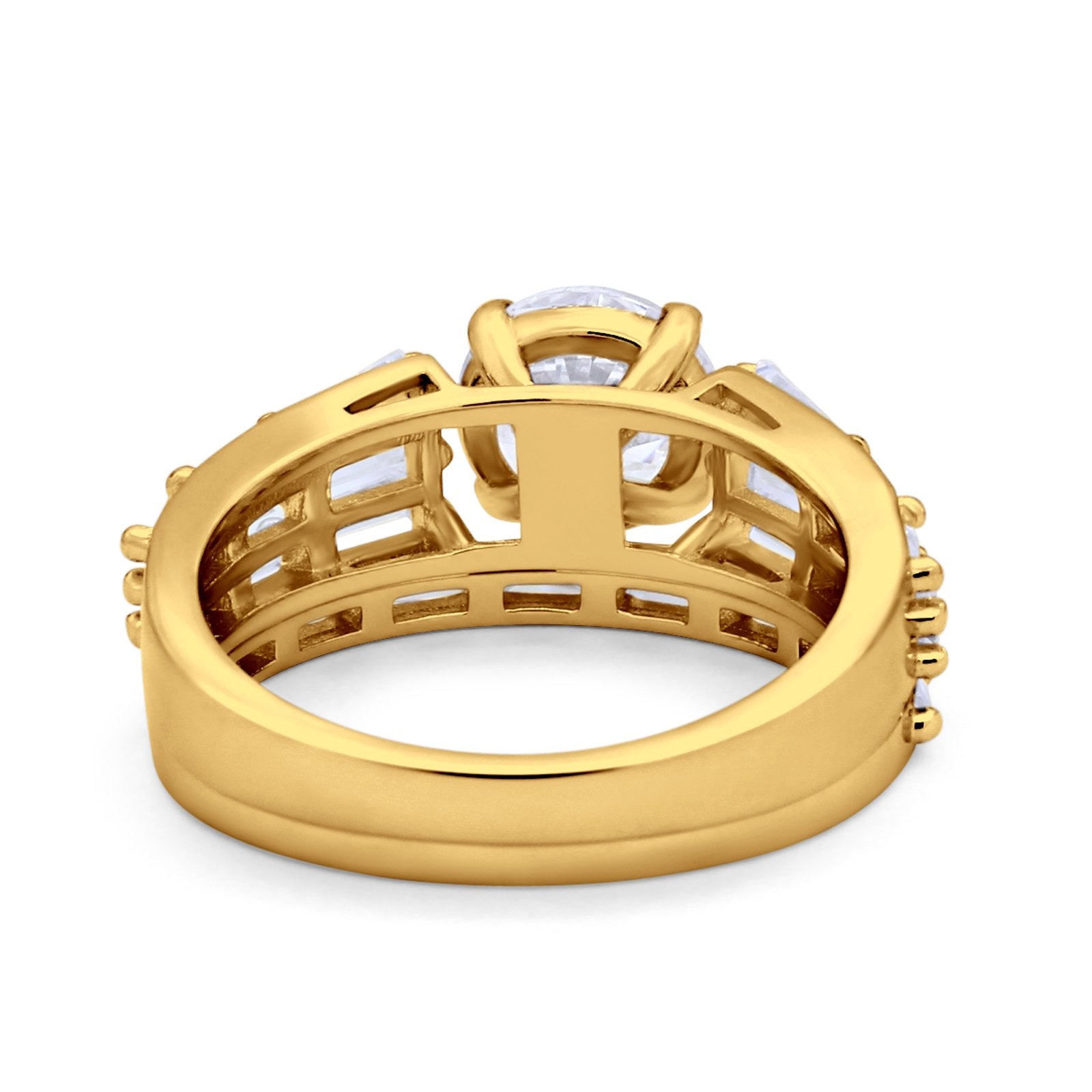 Two Piece Ring Band Bridal Round Simulated Cubic Zirconia 925 Sterling Silver