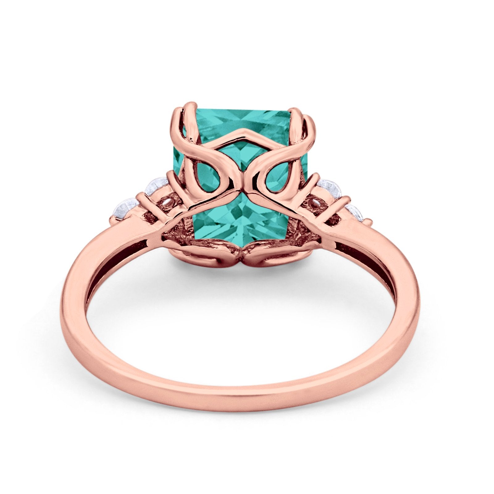 Art Deco Wedding Ring Round Simulated Cubic Zirconia 925 Sterling Silver