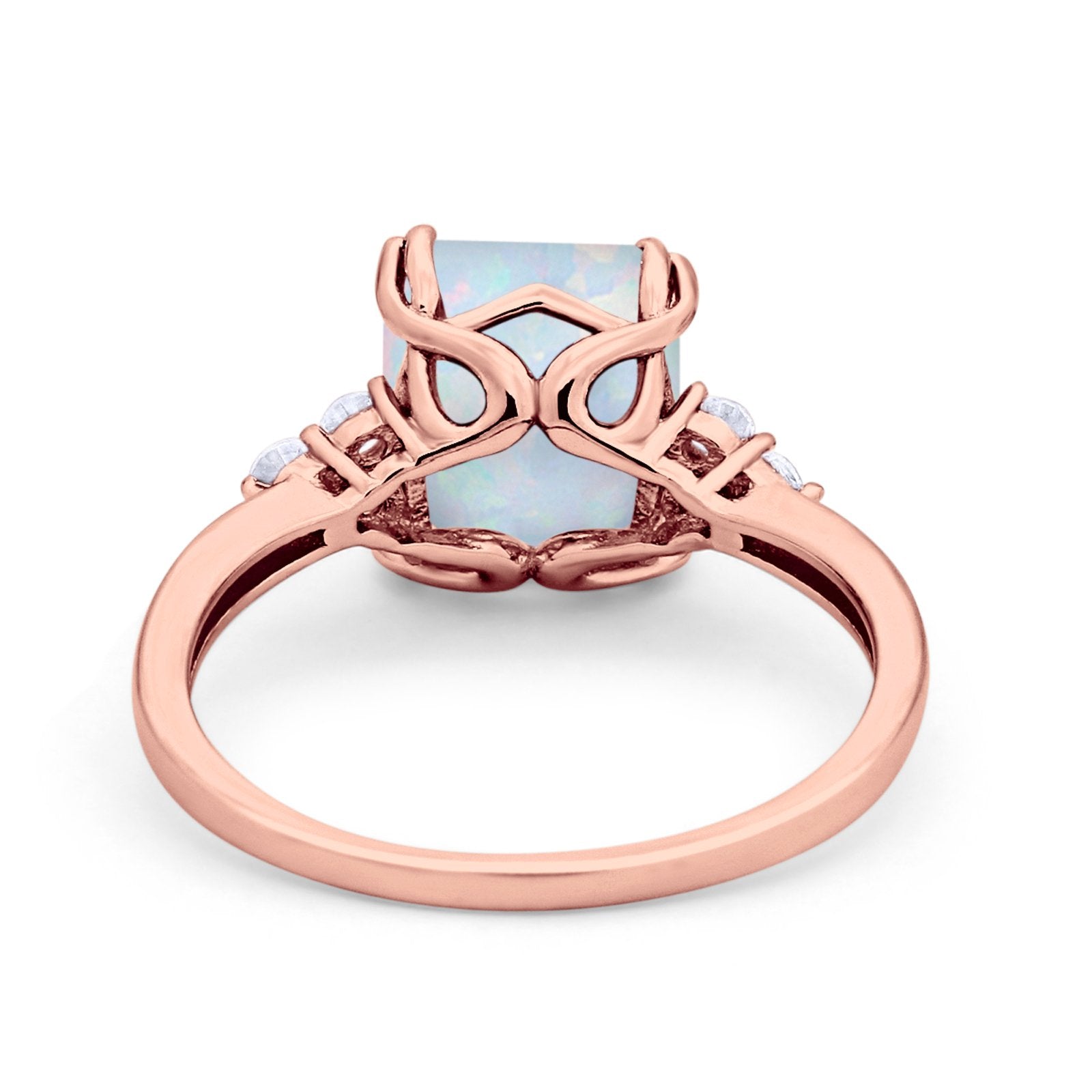 Art Deco Wedding Ring Round Simulated Cubic Zirconia 925 Sterling Silver