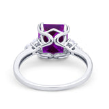 Art Deco Wedding Ring Round Simulated Cubic Zirconia 925 Sterling Silver