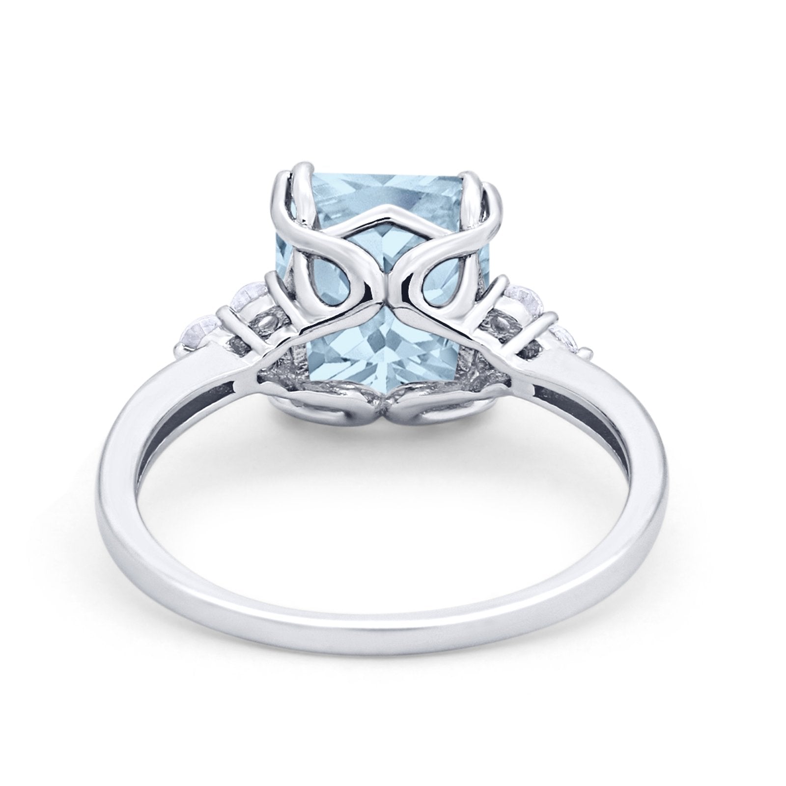 Art Deco Wedding Ring Round Simulated Cubic Zirconia 925 Sterling Silver