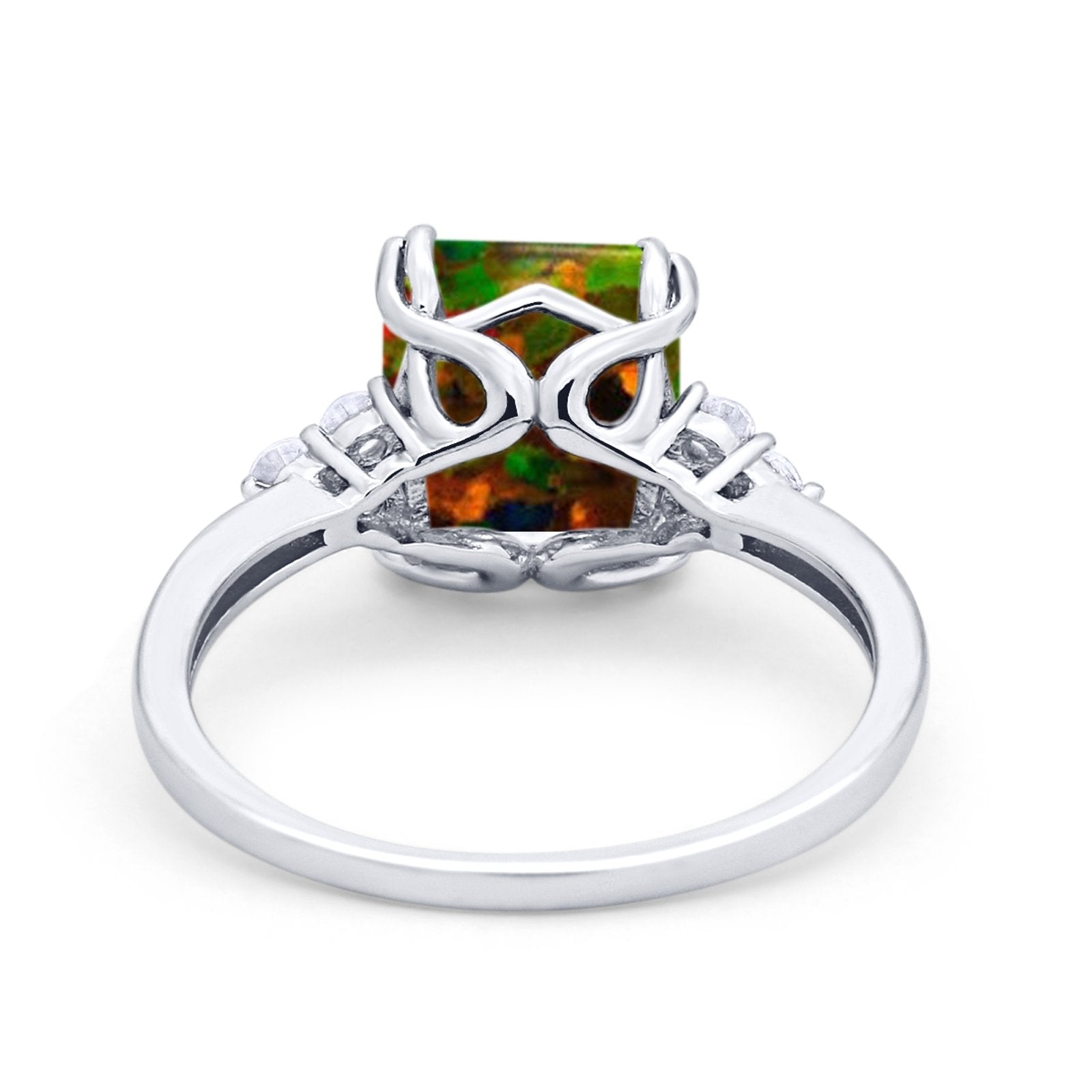 Art Deco Wedding Ring Round Simulated Cubic Zirconia 925 Sterling Silver