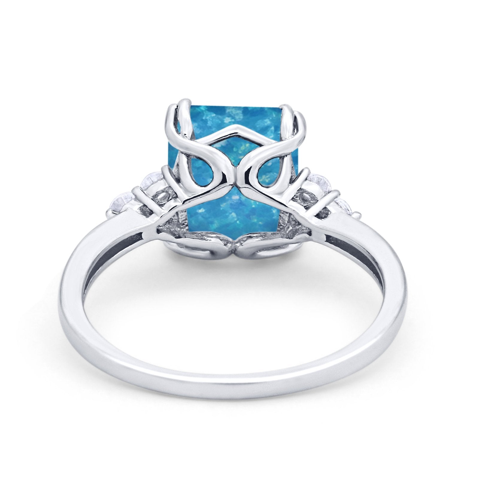 Art Deco Wedding Ring Round Simulated Cubic Zirconia 925 Sterling Silver