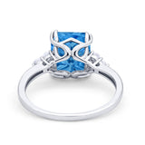 Art Deco Wedding Ring Round Simulated Cubic Zirconia 925 Sterling Silver