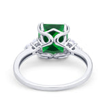 Art Deco Wedding Ring Round Simulated Cubic Zirconia 925 Sterling Silver