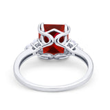 Art Deco Wedding Ring Round Simulated Cubic Zirconia 925 Sterling Silver