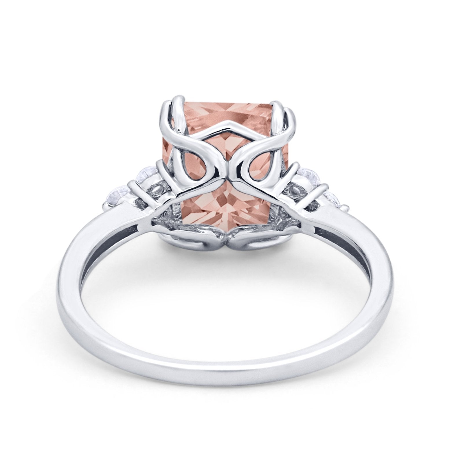 Art Deco Wedding Ring Round Simulated Cubic Zirconia 925 Sterling Silver