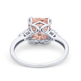 Art Deco Wedding Ring Round Simulated Cubic Zirconia 925 Sterling Silver