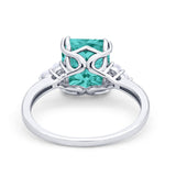 Art Deco Wedding Ring Round Simulated Cubic Zirconia 925 Sterling Silver