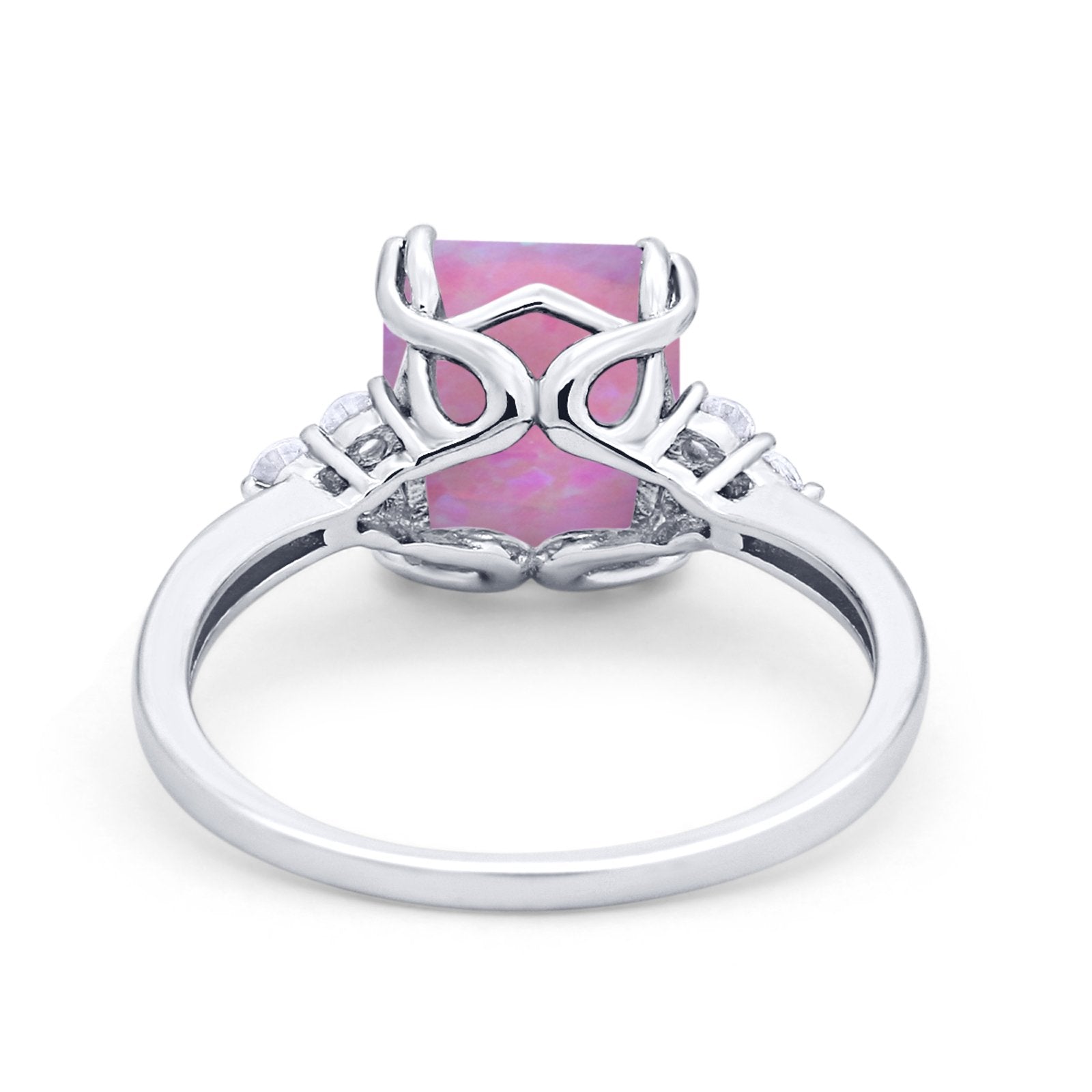 Art Deco Wedding Ring Round Simulated Cubic Zirconia 925 Sterling Silver