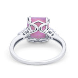 Art Deco Wedding Ring Round Simulated Cubic Zirconia 925 Sterling Silver