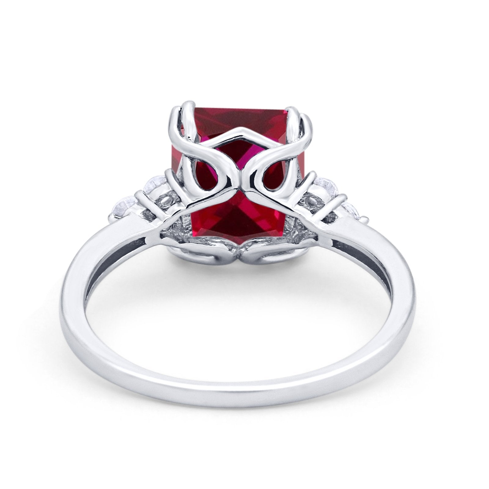 Art Deco Wedding Ring Round Simulated Cubic Zirconia 925 Sterling Silver