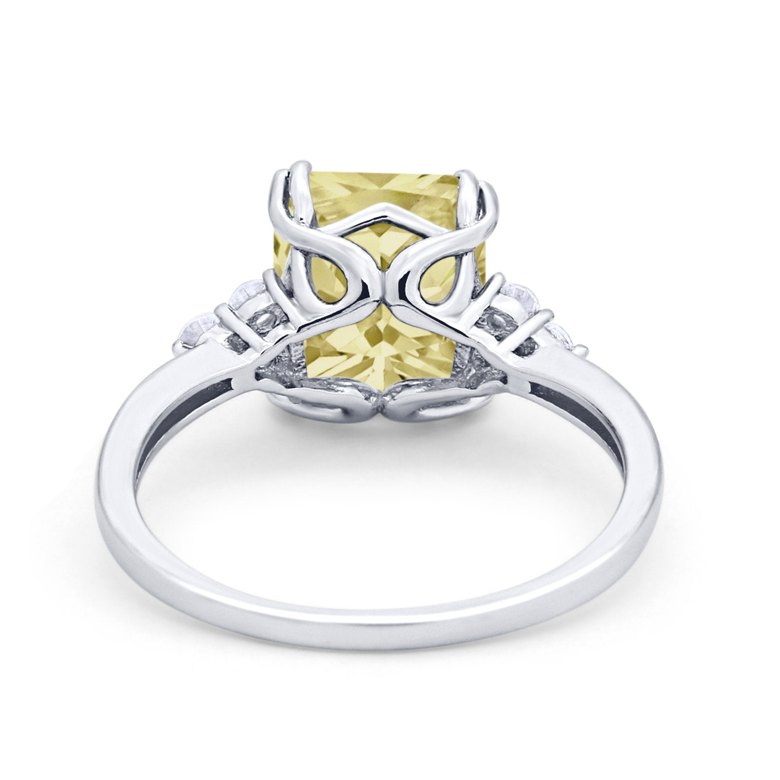 Art Deco Wedding Ring Round Simulated Cubic Zirconia 925 Sterling Silver