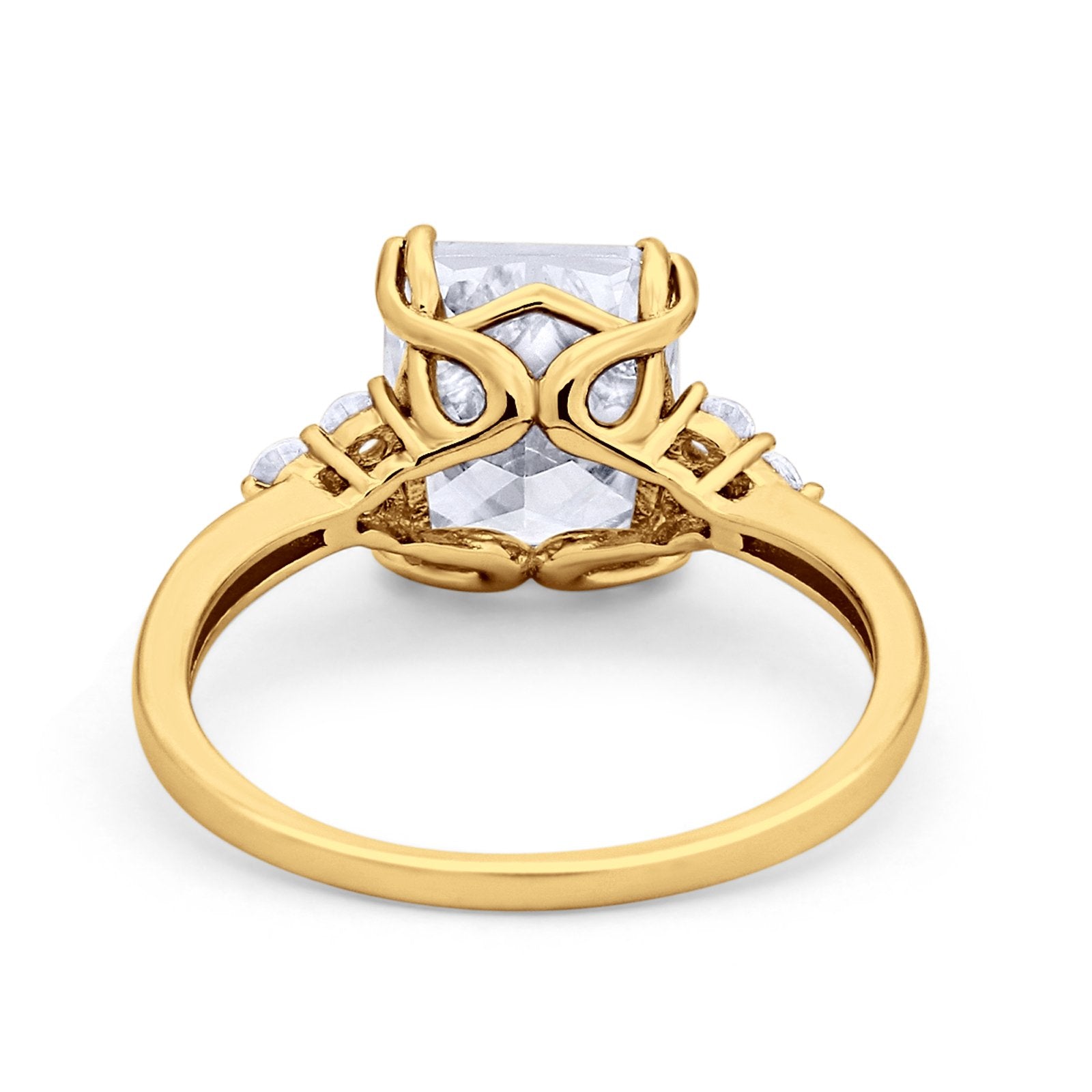 Art Deco Wedding Ring Round Simulated Cubic Zirconia 925 Sterling Silver