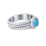 3Piece Wedding Ring Band Round Simulated Cubic Zirconia 925 Sterling Silver