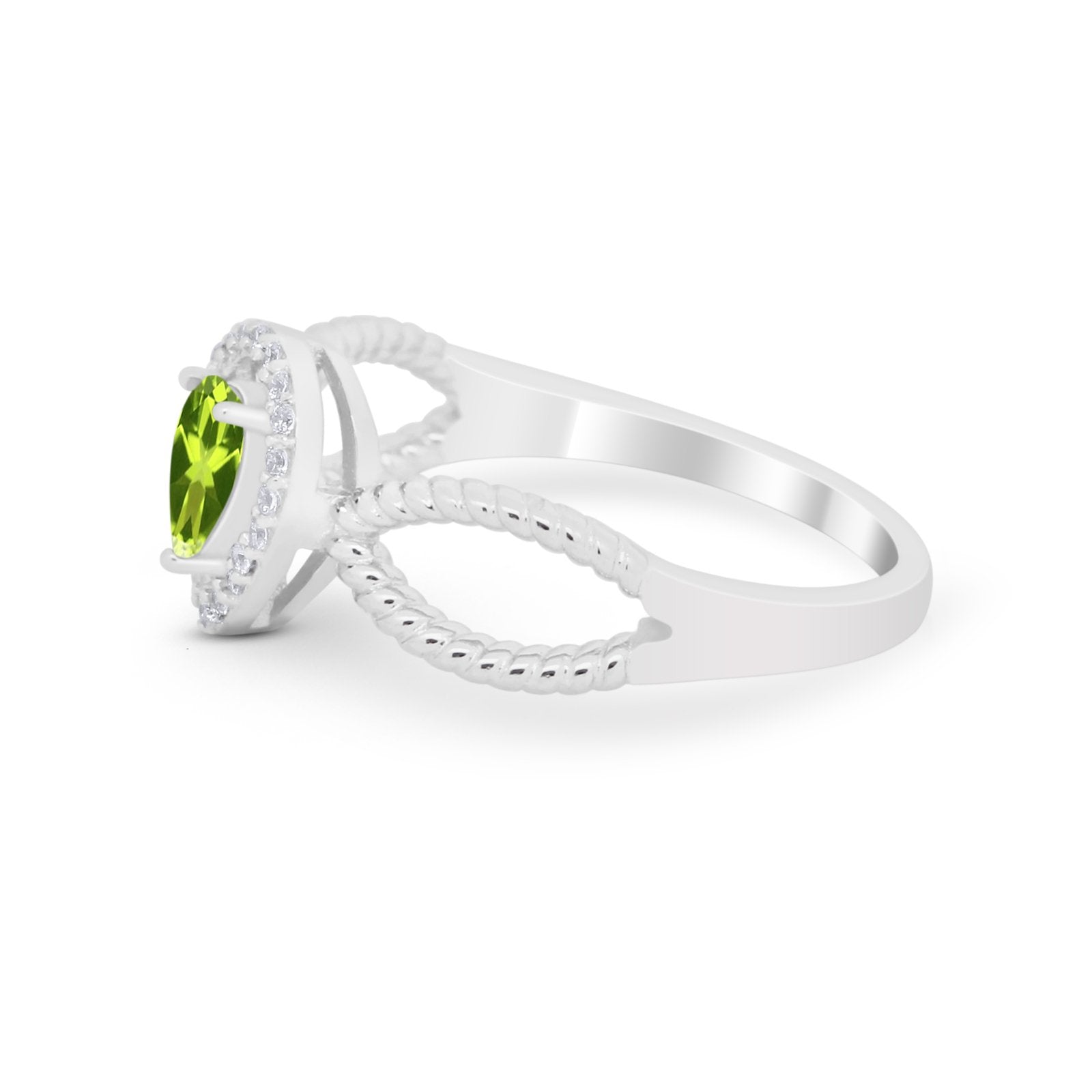 Teardrop Wedding Ring Pear Round Simulated Cubic Zirconia 925 Sterling Silver