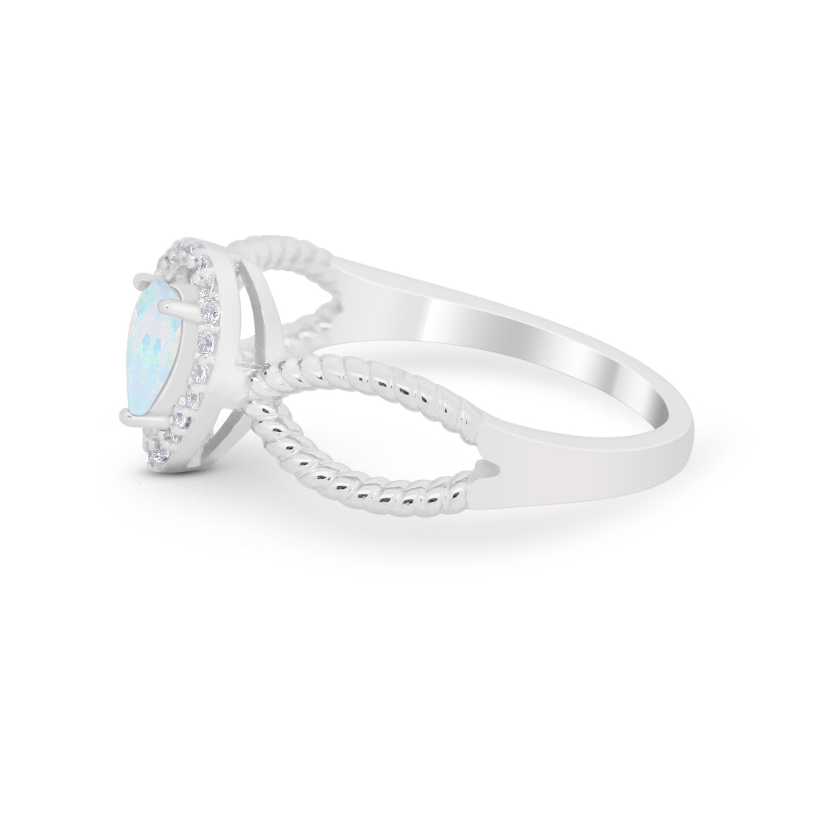 Teardrop Wedding Ring Pear Round Simulated Cubic Zirconia 925 Sterling Silver