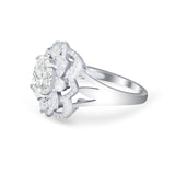 Art Deco Oval Wedding Ring Round Simulated Cubic Zirconia 925 Sterling Silver