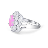 Art Deco Oval Wedding Ring Round Simulated Cubic Zirconia 925 Sterling Silver