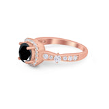 Vintage Art Deco Wedding Engagement Ring Round Cubic Zirconia 925 Sterling Silve-