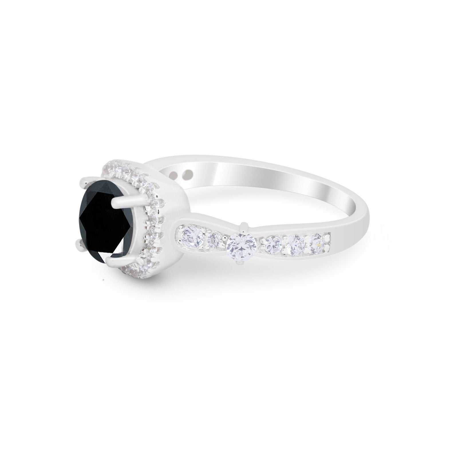 Vintage Art Deco Wedding Engagement Ring Round Cubic Zirconia 925 Sterling Silve-