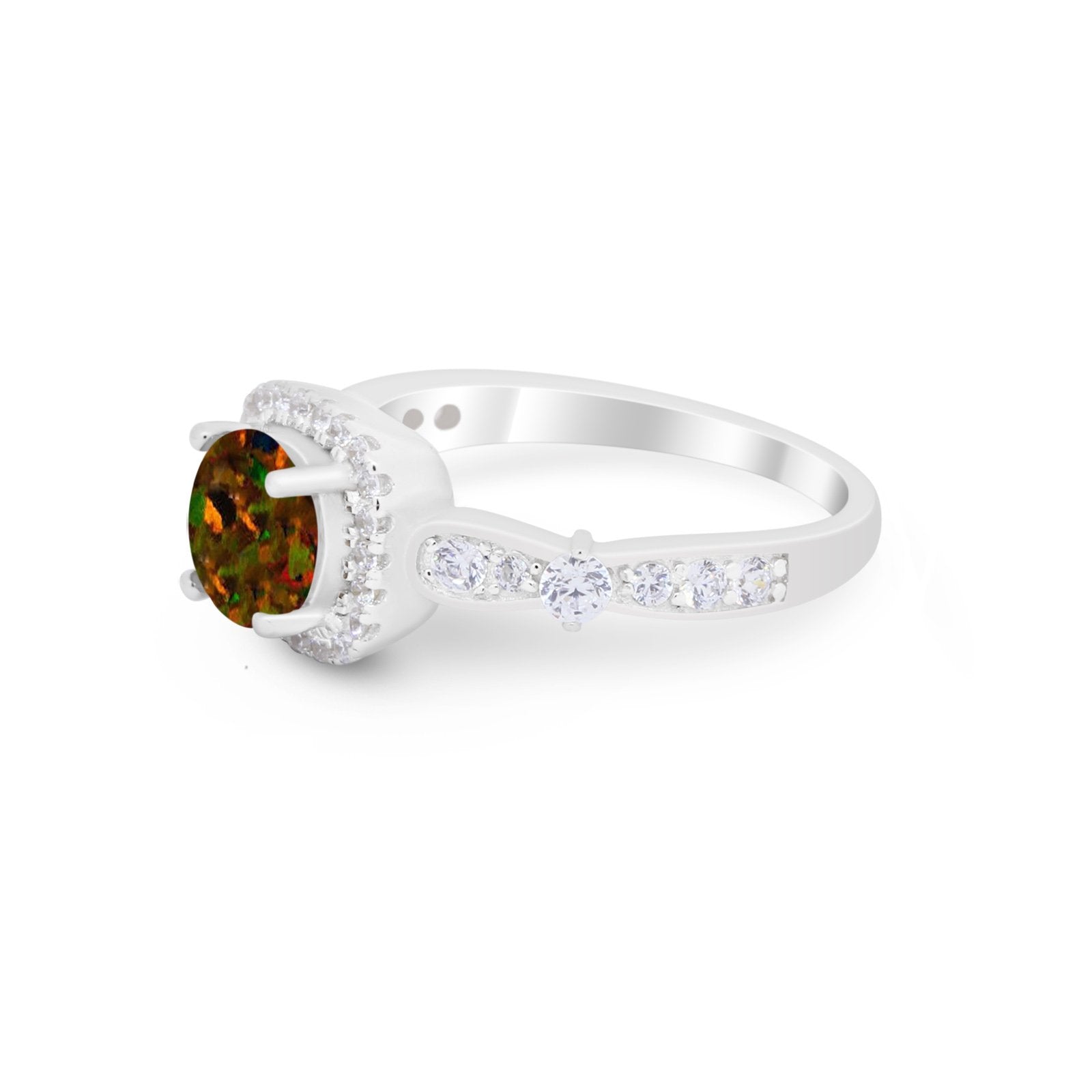 Vintage Art Deco Wedding Engagement Ring Round Cubic Zirconia 925 Sterling Silve