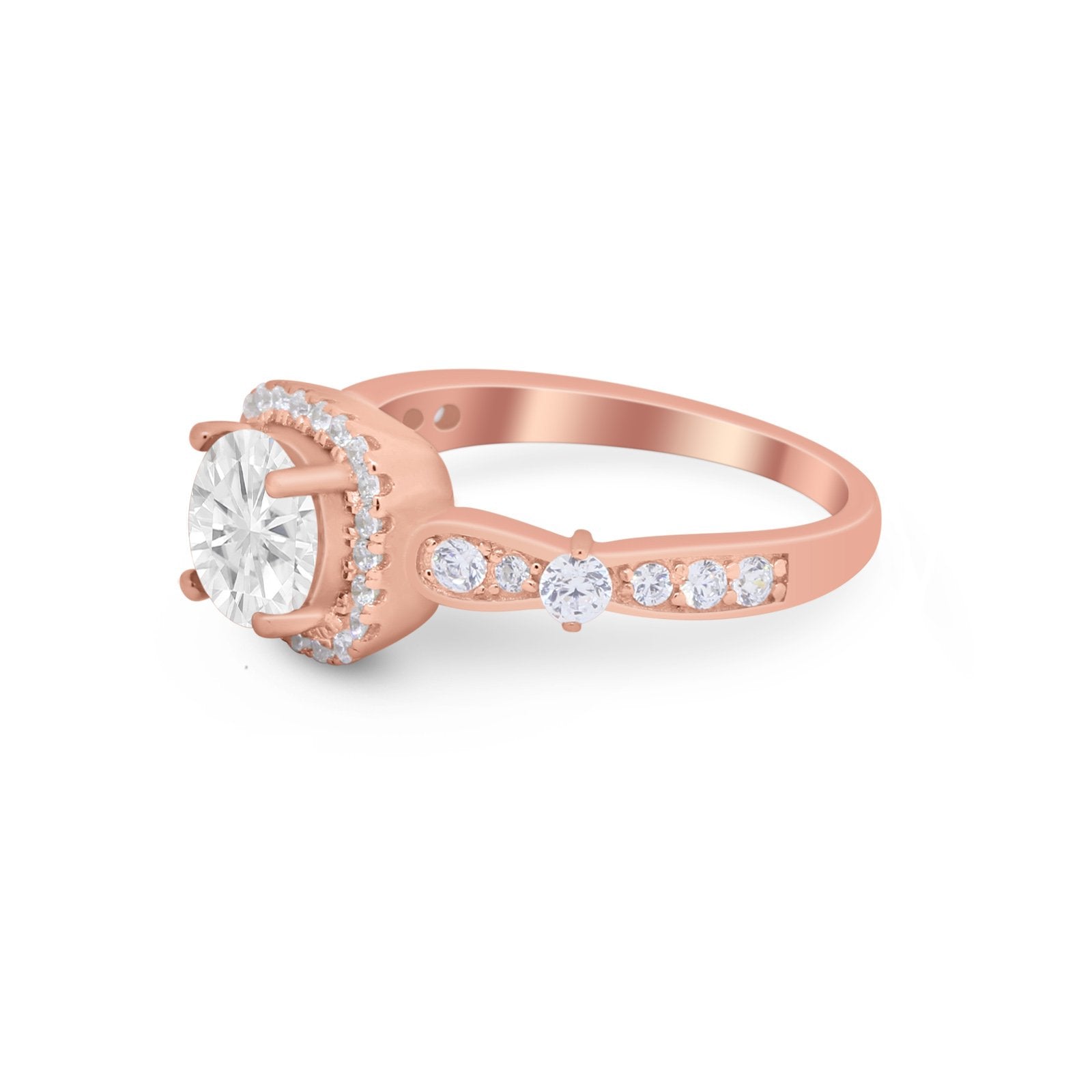Vintage Art Deco Wedding Engagement Ring Round Cubic Zirconia 925 Sterling Silve-