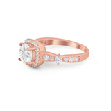 Vintage Art Deco Wedding Engagement Ring Round Cubic Zirconia 925 Sterling Silve-