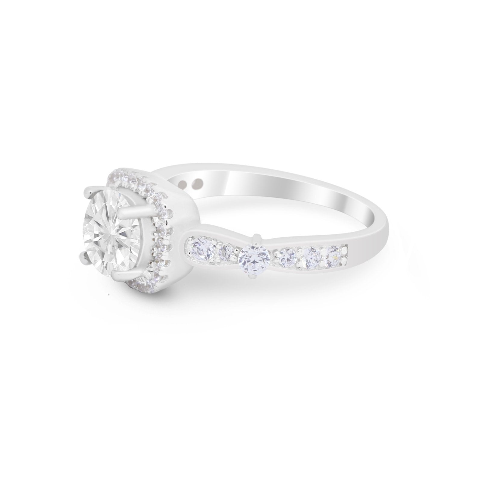 Vintage Art Deco Wedding Engagement Ring Round Cubic Zirconia 925 Sterling Silve-