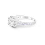 Vintage Art Deco Wedding Engagement Ring Round Cubic Zirconia 925 Sterling Silve-