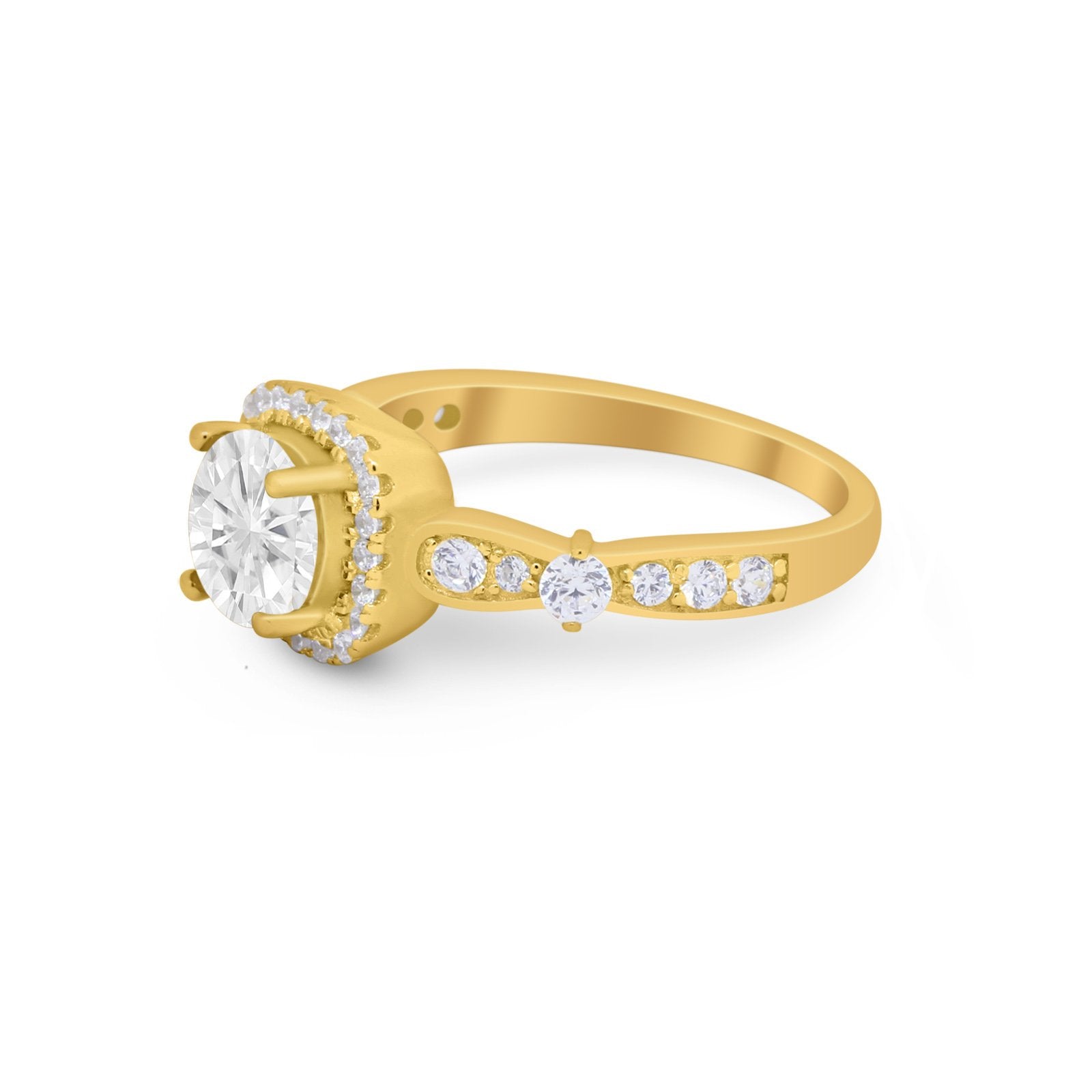 Vintage Art Deco Wedding Engagement Ring Round Cubic Zirconia 925 Sterling Silve-