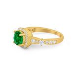 Vintage Art Deco Wedding Engagement Ring Round Cubic Zirconia 925 Sterling Silve-