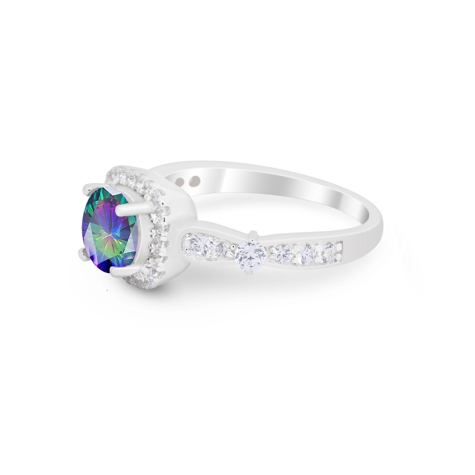 Vintage Art Deco Wedding Engagement Ring Round Cubic Zirconia 925 Sterling Silve