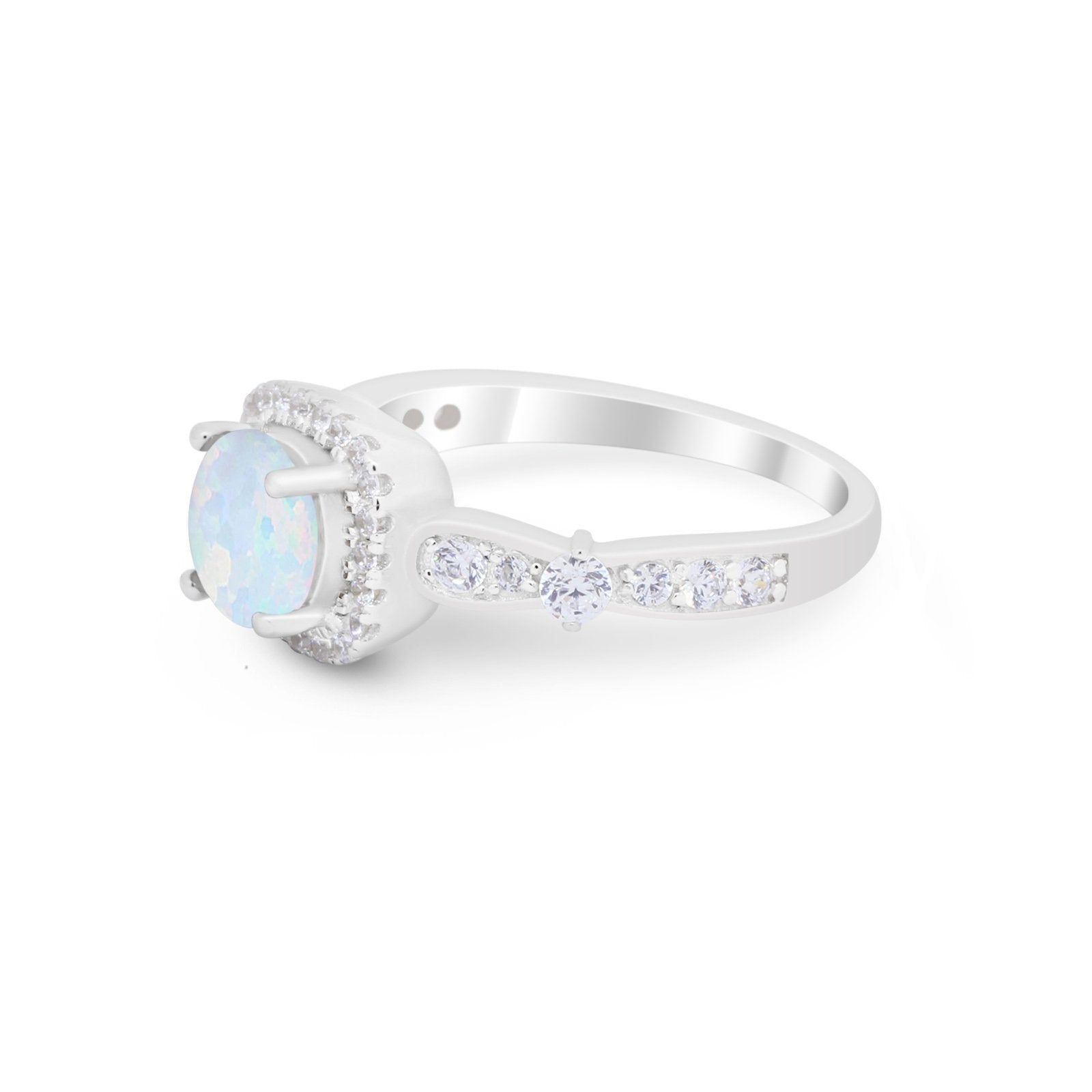 Vintage Art Deco Wedding Engagement Ring Round Cubic Zirconia 925 Sterling Silve