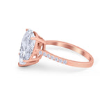 Teardrop Wedding Engagement Ring Pear Round Cubic Zirconia 925 Sterling Silver