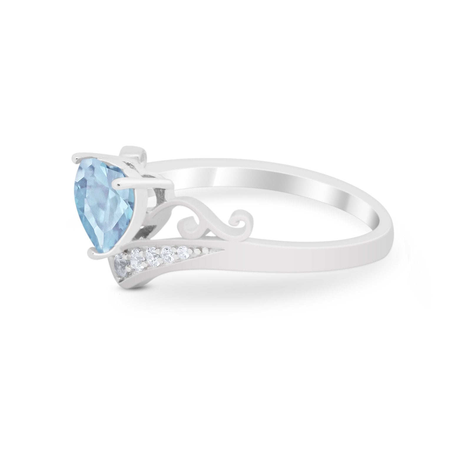 Heart Filigree Thumb Ring Round Simulated Cubic Zirconia 925 Sterling Silver