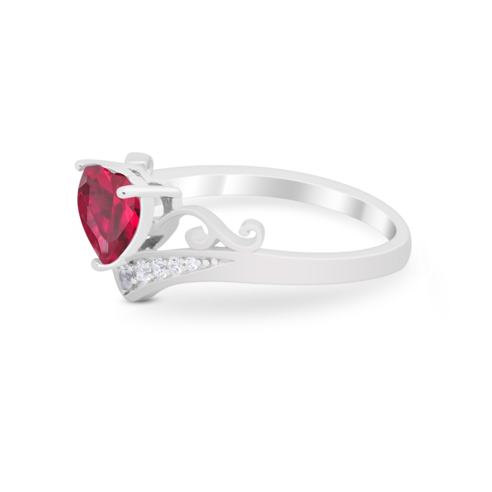 Heart Filigree Thumb Ring Round Simulated Cubic Zirconia 925 Sterling Silver